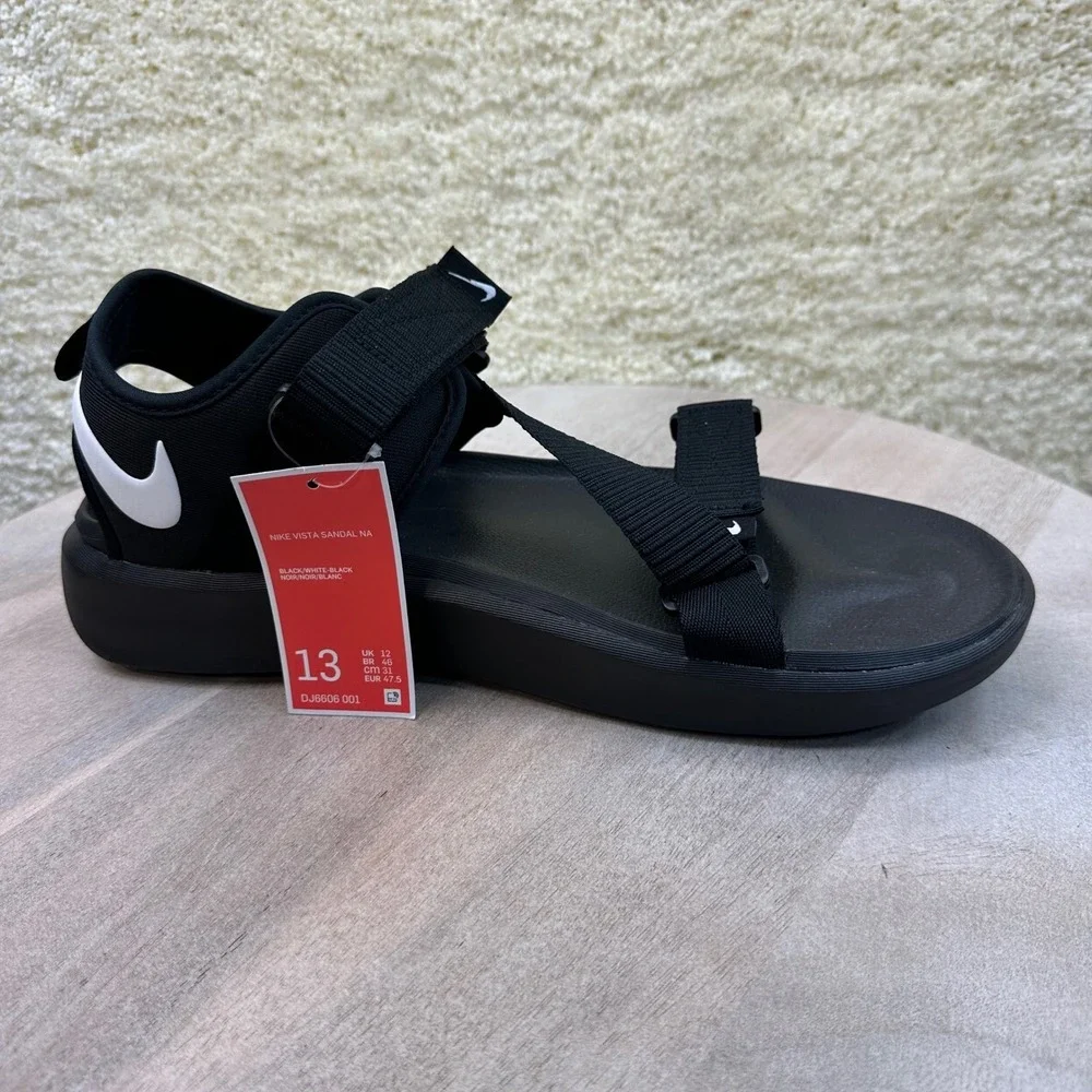 Nike Vista Sandal Mens 13 Black White Strappy Sport Utility DJ6606-001 NEW